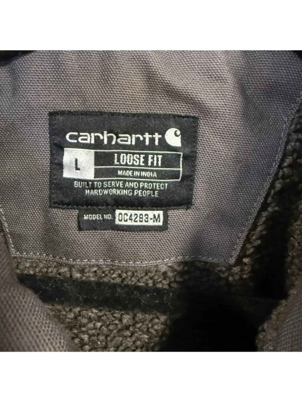 Carhartt Men's Washed Duck Sherpa-Lined Ridge Coat Loose Fit Gray Size L
